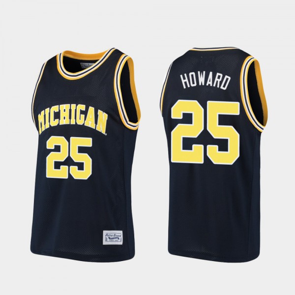 Michigan #25 For Men's Juwan Howard Jersey Navy Basketball Alumni Embroidery